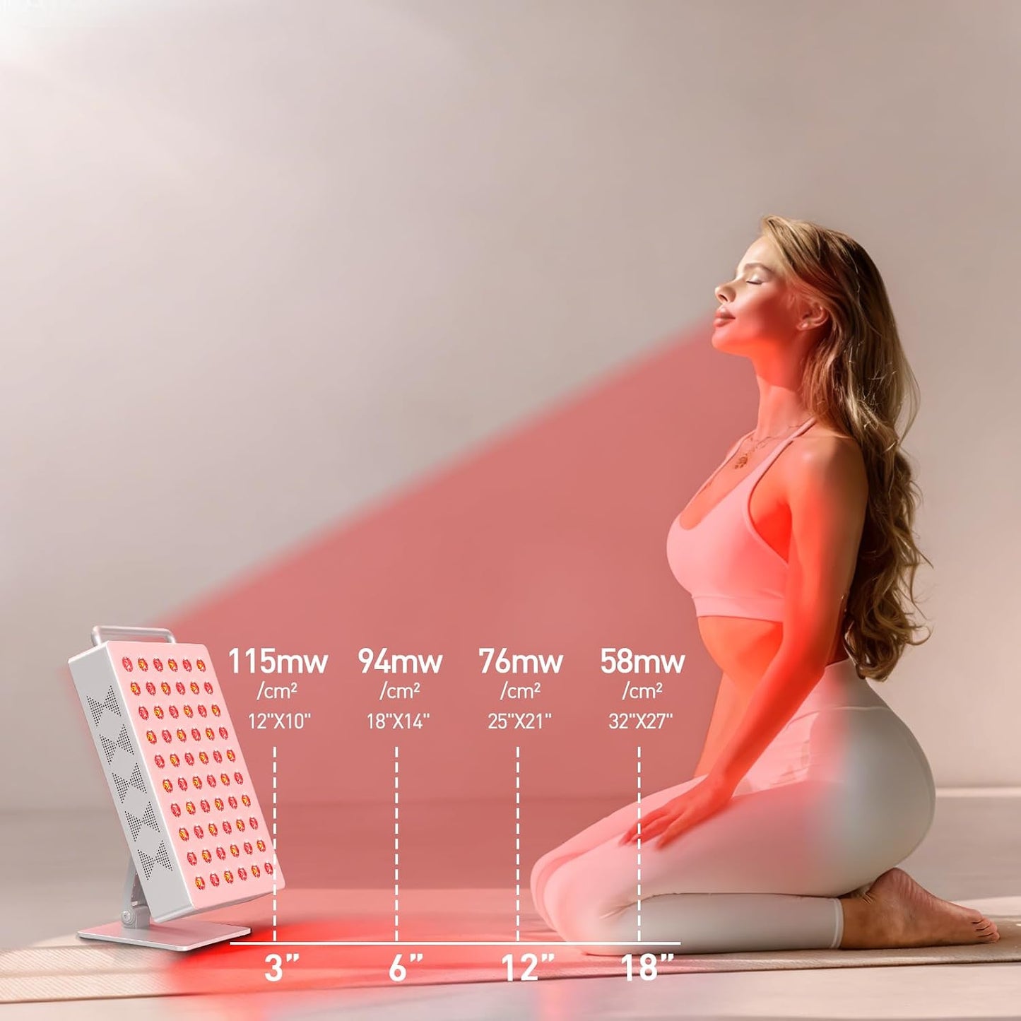 Red Light Therapy Panel 5 Wavelength 60 Dual Chip Leds 630+660+810+830+850Nm Red and near Infrared Lamp Therapy Device 100W with Timer & Stand for Body Pain Relief Face Skin Health Sleep White