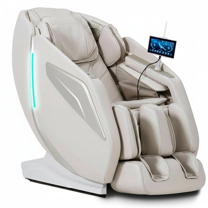 4D Massage Chair Full Body Zero Gravity Sl-Track Body Scan & Stretch, Beige | 40 Airbags, Heat & Zero Gravity Recliner - Shiatsu, Knead, Foot Rollers, Voice & App Control, 15 Auto Modes & 9 Techniques